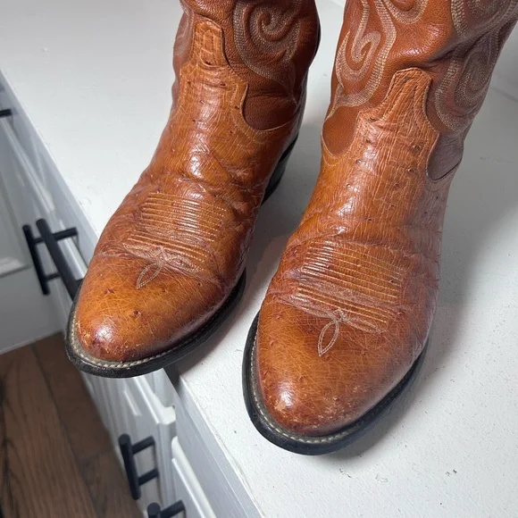 Vintage Tony Lama Western Boots Brown Leather | Men’s 8D Women’s 9–9.5 - Picture 4 of 8